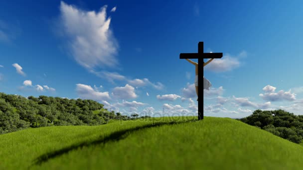 Silueta Ježíše s kříže nad modrou oblohu, Luma matný připojené