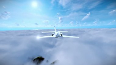 Bulutlar ve dağ zirveleri normal hızda Cessna
