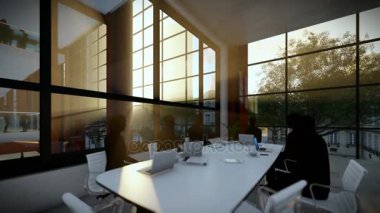 İş takım siluetleri, Ofis Binası, Toplantı akşam eğimli