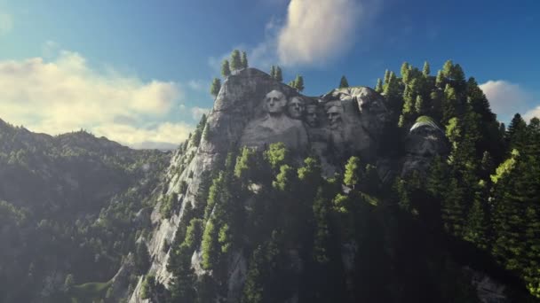 Mount Rushmore, timelapse clouds, camera fly — Stok Video