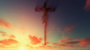 İsa'nın haç karşı güzel gündoğumu