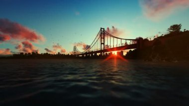 Goldengate köprü güzel timelapse gündoğumu karşı