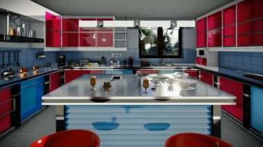 Modern donanımlı mutfak, yakınlaştırma