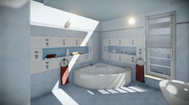 Modern banyo iç, dolly kamera