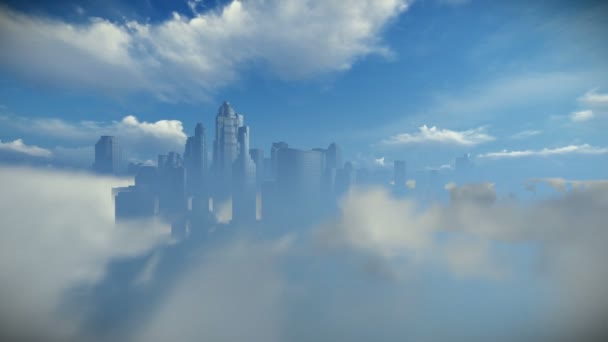 Panoramę miasta powyżej chmur, dolly strzał — Wideo stockowe