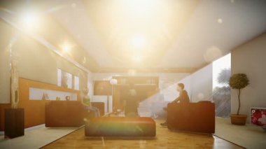 Villa oturma odasında sosyalleşme genç çok ırklı arkadaşlar eğimli