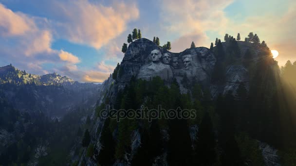 Monte Rushmore, niebla de la mañana — Vídeo de stock