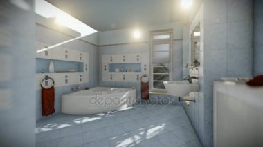 Modern banyo iç, timelapse gecesine gün