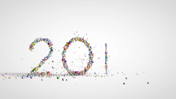 Renkli küreler yapılan yeni yıl 2018 işareti — Stok video