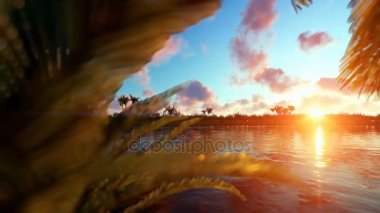 Avuç içi Adası'nda geçen, kaydırma uçak ile günbatımı