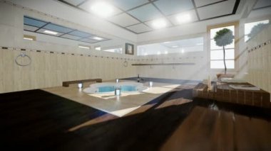 Modern banyo iç Jakuzi ve şarap, seyahat cam