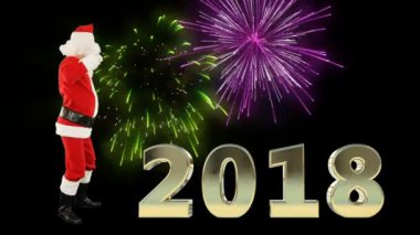 Noel Baba dans havai fişek ile 2018 işaretiyle