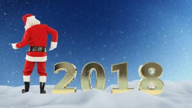 Noel Baba dans ve 2018 metin, kar