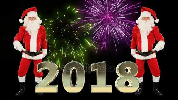 Baile Santa Claus 2018 Muestra Con Fuegos Artificiales — Vídeos de Stock