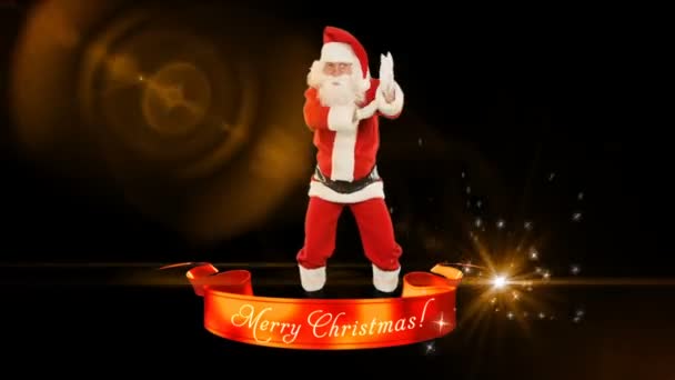Santa Claus Dancing Merry Christmas Ribbon – stockvideo