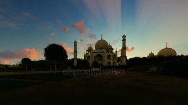 Taj Mahal, güzel timelapse gündoğumu, 4k