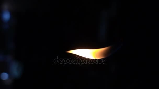 Lighter fire in slow motion, close up, shot at 1000 fps — Stok Video