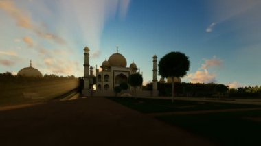 Taj Mahal, güzel gündoğumu, kamera kaydırma