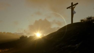Hıristiyan kadın Jesus çapraz, dua gündoğumu