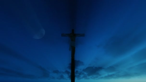 Jesús Cristo contra hermoso amanecer, 4k — Vídeos de Stock