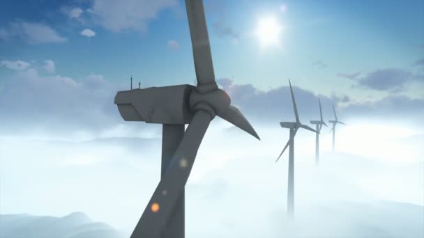 Moinhos de vento poder contra lindo céu, 4K — Vídeo de Stock