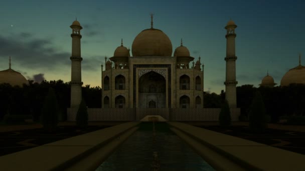 Taj Mahal timelapse gece gün, vınlamak dışarı — Stok video