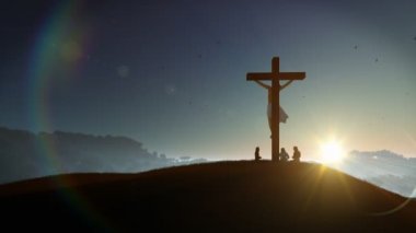 Hıristiyanlar İsa dua günbatımı, 4 k çapraz