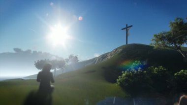 Hıristiyan kadın kaydırma, 4 k çapraz, İsa dua
