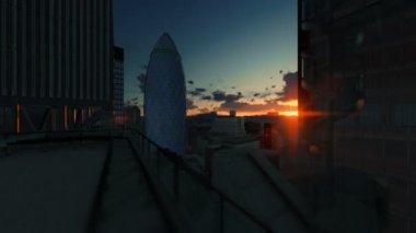 Londra güzel timelapse gündoğumu Kornişon, İsviçre Reasürans Genel Müdürlük, drone fly 4k üzerinde