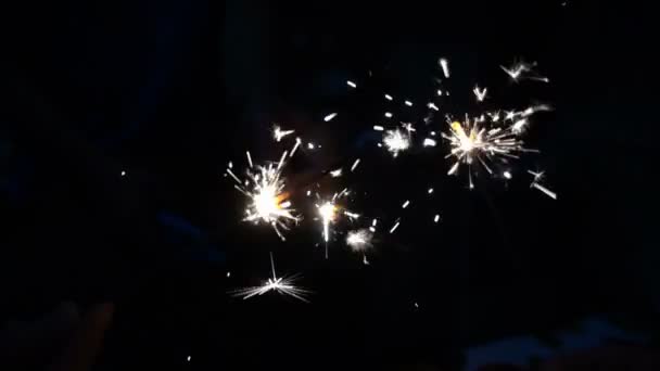 Christmas sparkler in slow motion, close up, shot at 1000 fps — Stok Video