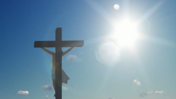 Jesus cross against blue sky — Stock Video