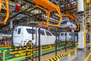 Togliatti Avtovaz otomobil fabrikası. Montaj hattı üretim otomobil Lada, Renault, Nissan, Datsun