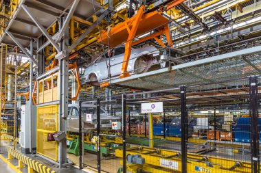 Togliatti Avtovaz otomobil fabrikası. Montaj hattı üretim otomobil Lada, Renault, Nissan, Datsun