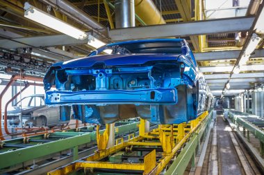 Togliatti Avtovaz otomobil fabrikası. Montaj hattı üretim otomobil Lada, Renault, Nissan, Datsun