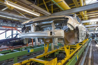 Togliatti Avtovaz otomobil fabrikası. Montaj hattı üretim otomobil Lada, Renault, Nissan, Datsun