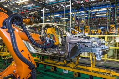 Togliatti Avtovaz otomobil fabrikası. Montaj hattı üretim otomobil Lada, Renault, Nissan, Datsun