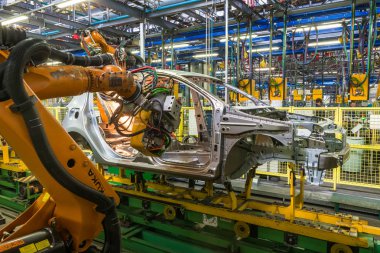 Togliatti Avtovaz otomobil fabrikası. Montaj hattı üretim otomobil Lada, Renault, Nissan, Datsun