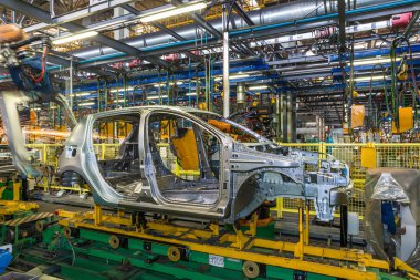 Togliatti Avtovaz otomobil fabrikası. Montaj hattı üretim otomobil Lada, Renault, Nissan, Datsun