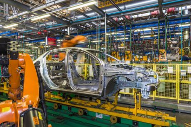 Togliatti Avtovaz otomobil fabrikası. Montaj hattı üretim otomobil Lada, Renault, Nissan, Datsun