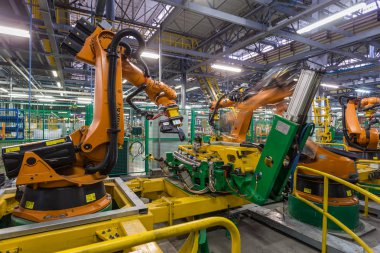 Togliatti Avtovaz otomobil fabrikası. Montaj hattı üretim otomobil Lada, Renault, Nissan, Datsun