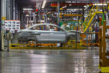 Togliatti Avtovaz otomobil fabrikası. Montaj hattı üretim otomobil Lada, Renault, Nissan, Datsun