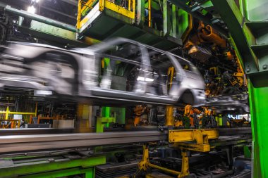 Togliatti Avtovaz otomobil fabrikası. Montaj hattı üretim otomobil Lada, Renault, Nissan, Datsun