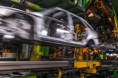 Togliatti Avtovaz otomobil fabrikası. Montaj hattı üretim otomobil Lada, Renault, Nissan, Datsun