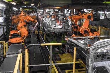 Togliatti Avtovaz otomobil fabrikası. Montaj hattı üretim otomobil Lada, Renault, Nissan, Datsun