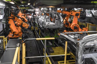 Togliatti Avtovaz otomobil fabrikası. Montaj hattı üretim otomobil Lada, Renault, Nissan, Datsun