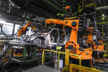 Togliatti Avtovaz otomobil fabrikası. Montaj hattı üretim otomobil Lada, Renault, Nissan, Datsun