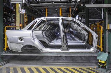 Togliatti Avtovaz otomobil fabrikası. Montaj hattı üretim otomobil Lada, Renault, Nissan, Datsun