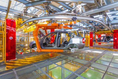 Togliatti Avtovaz otomobil fabrikası. Otomobil Lada, Renault, Nissan, Datsun imalatı montaj hatları