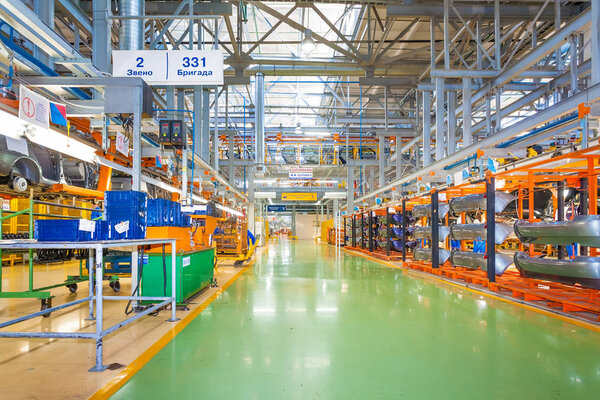 Automobile plant AVTOVAZ in Togliatti. Assembly lines production of cars LADA, RENAULT, NISSAN, DATSUN