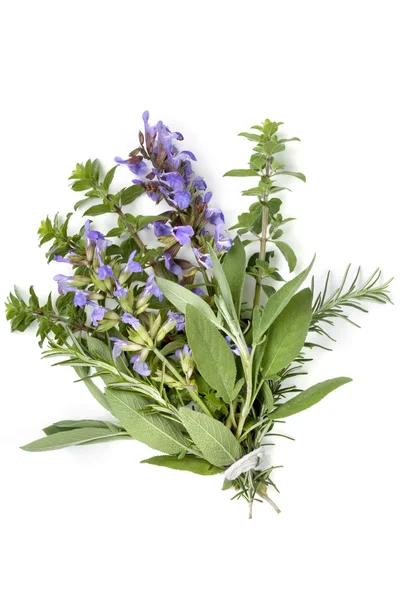 Bunch of Herbs Bouquet Garni Isolated on White — Stockfoto